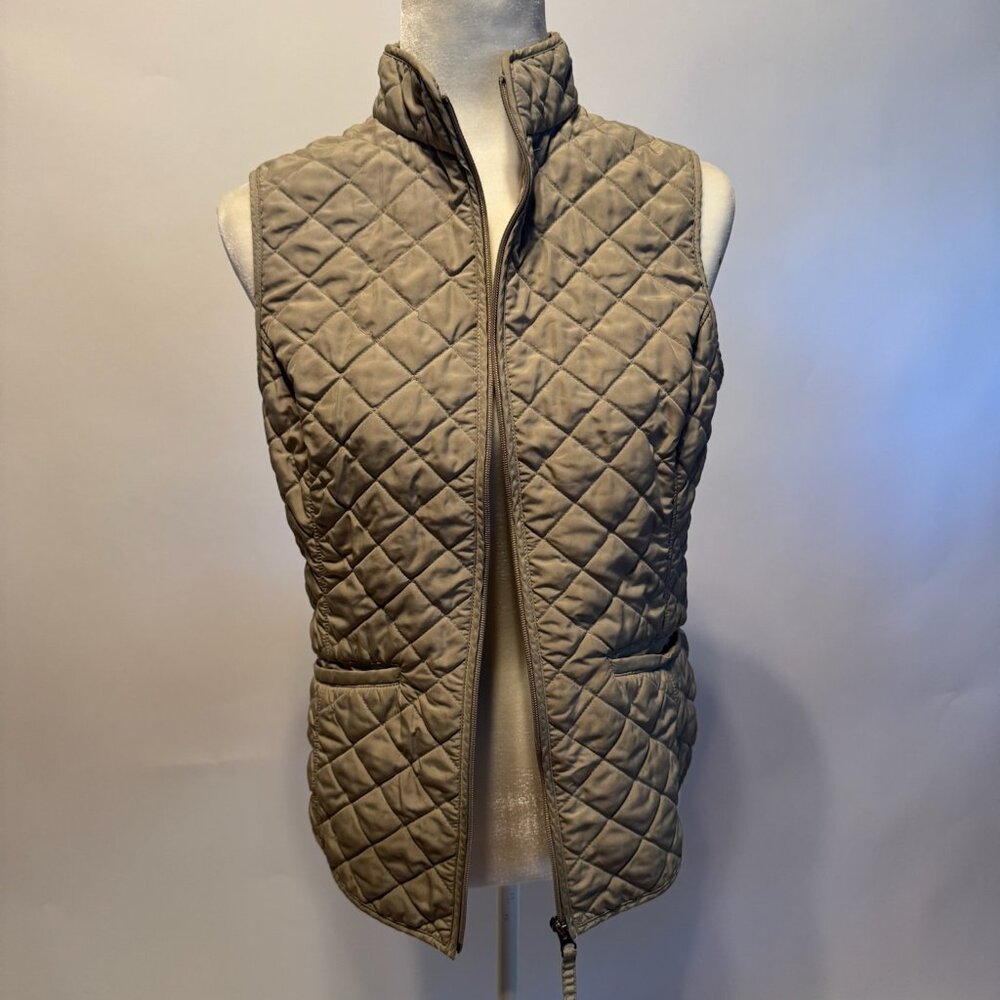 Van Heusen Beige Quilted Full Zip Vest M